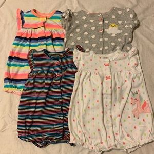 Carters Rompers x4...Unicorn, butterfly etc 🦋